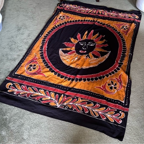 Gypsy Rose Sunshine Tapestry Black Orange Red 85x53” - Picture 4 of 9
